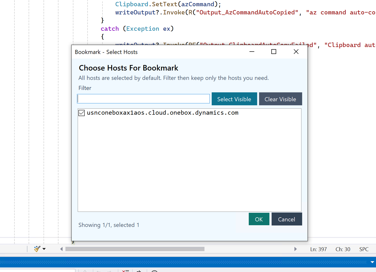 Host 选择弹窗，多环境勾选列表